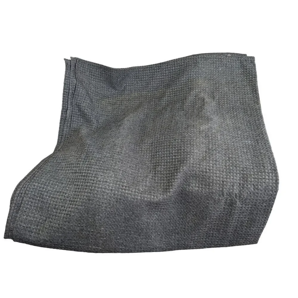 MARLED CHARCOAL GRAY WOVEN, FABRIC SHOWER CURTAIN, WAFFLED/BASKET WEAVE! SZ- STD